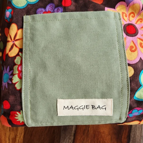 Colorful Handmade Maggie Bag Purse Long Canvas Strap Flowers Floral Pockets NWT - Picture 2 of 7